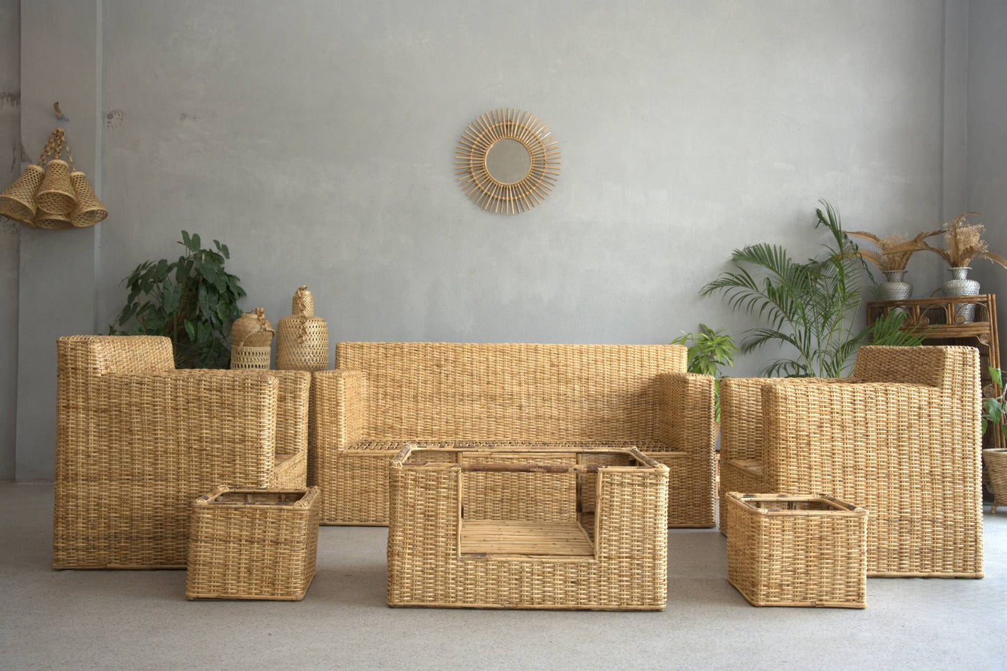 Handwoven Rattan Sofa Set