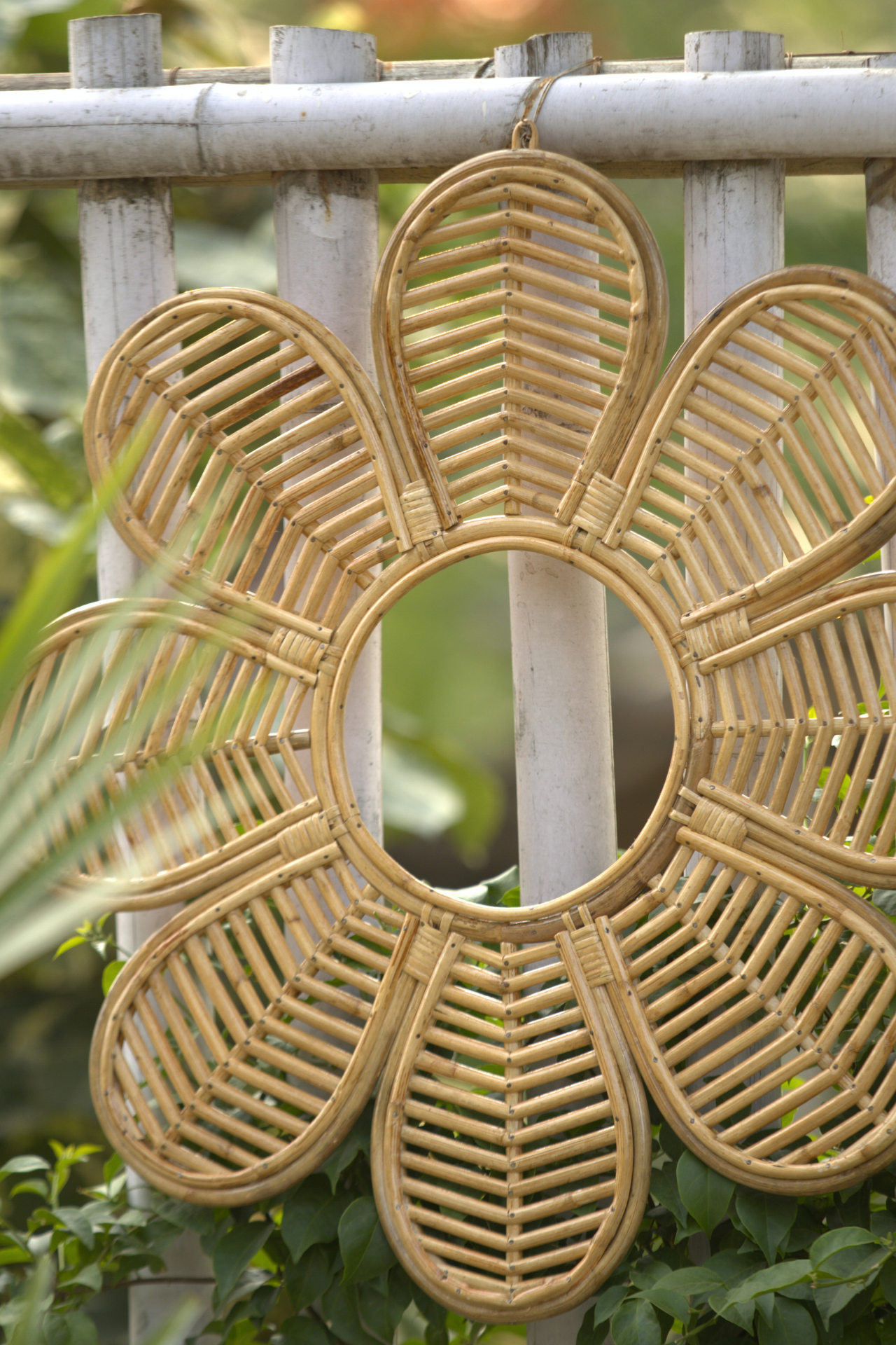 Rattan Flower Wall Mirror