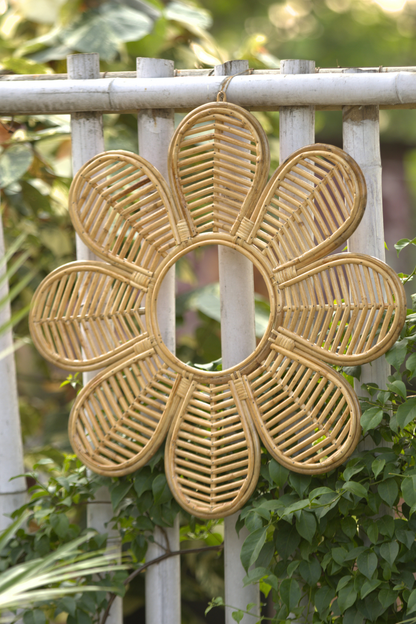 Rattan Flower Wall Mirror