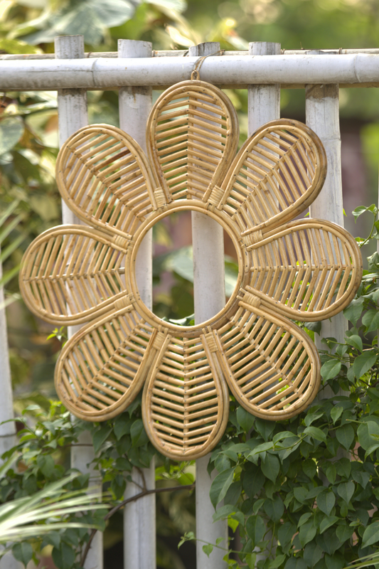 Rattan Flower Wall Mirror
