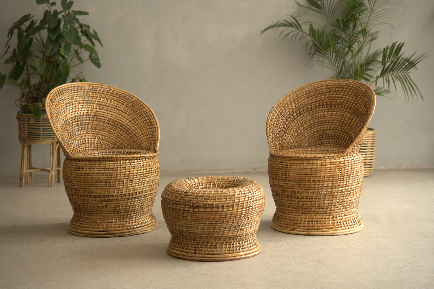 RATTAN APPLE CHAIR SET
