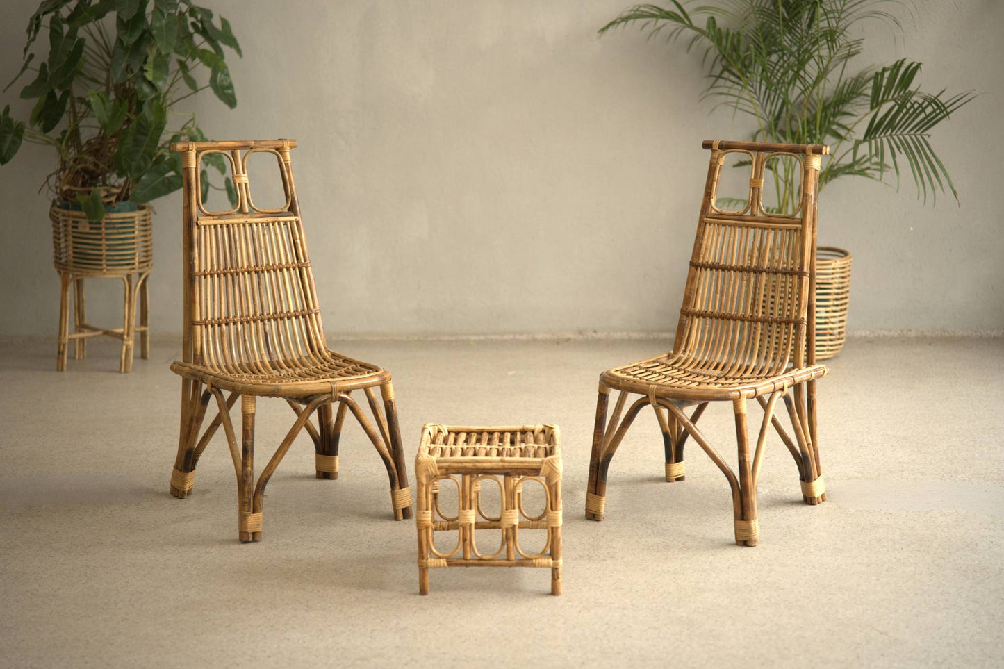 Tall-Back Rattan Lounge Set