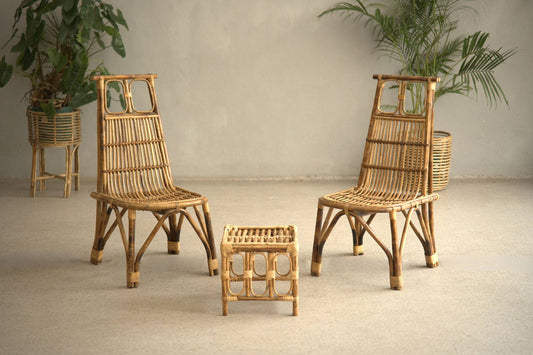 Tall-Back Rattan Lounge Set