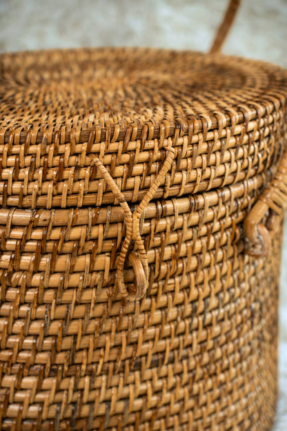Large Oval Cane Utility Basket with Double Handles