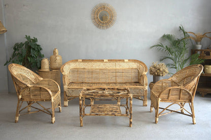 Classic Curved Cane Sofa Set