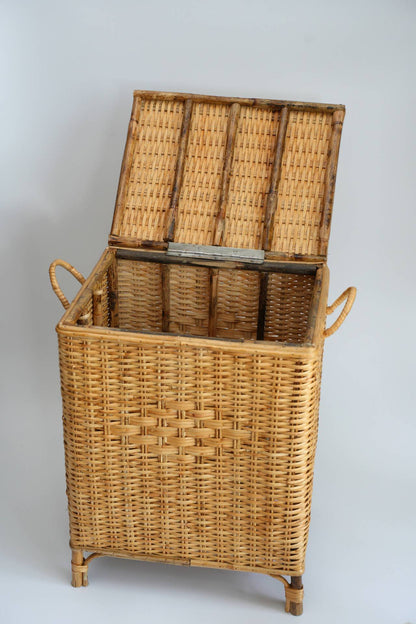 Handwoven Rattan Laundry Basket With Lid