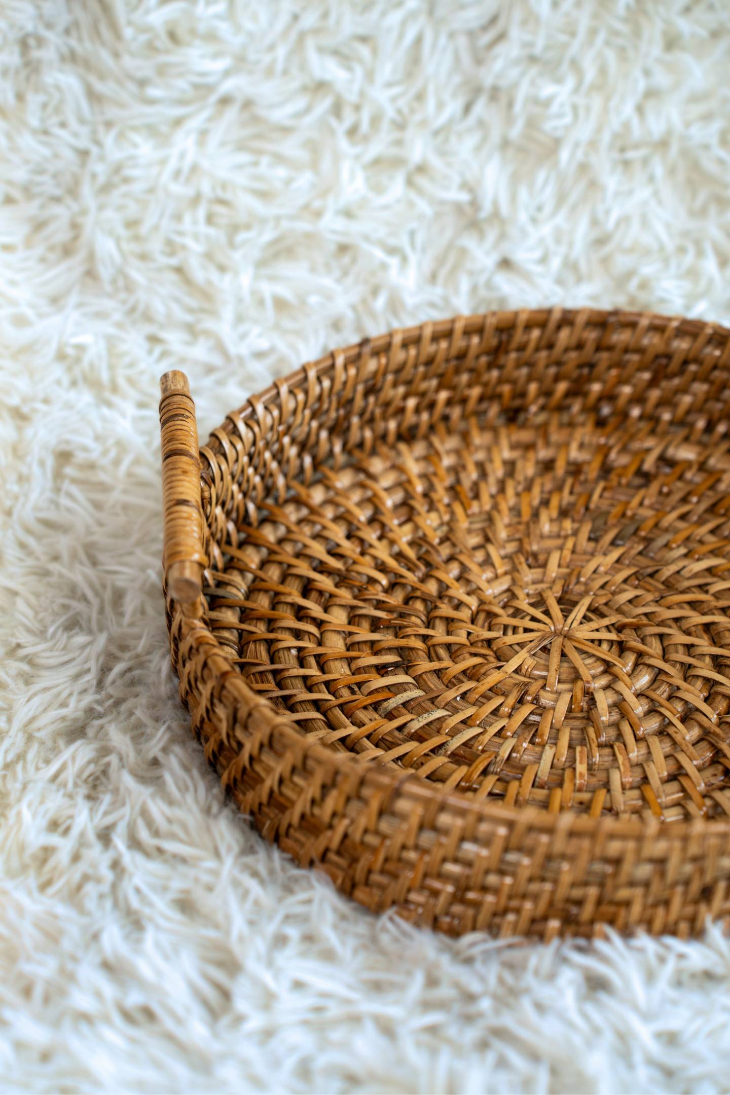 Round Handwoven Cane Small Tray