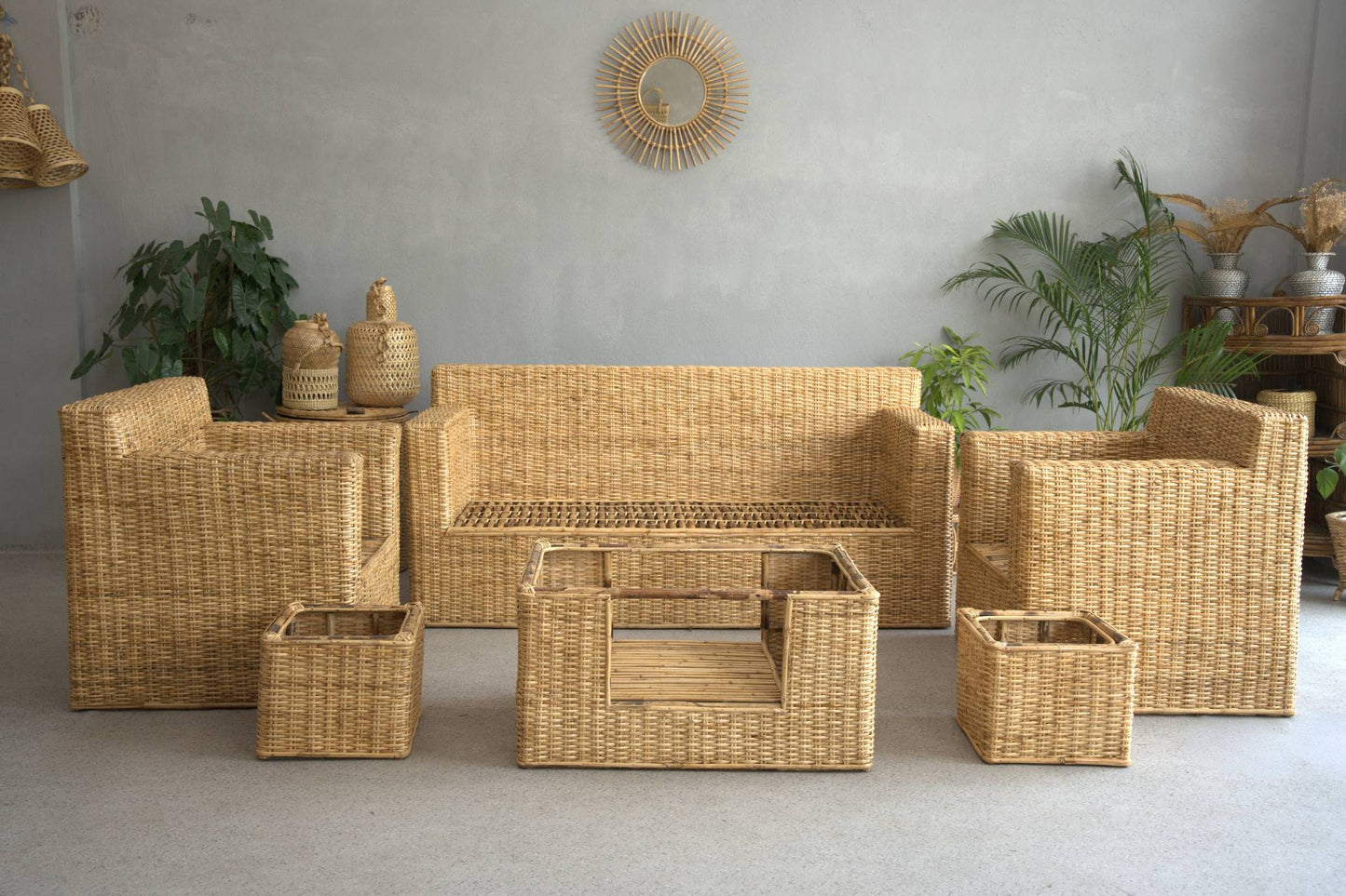 Handwoven Rattan Sofa Set