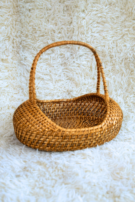 Oval Cane Basket with Extended Base