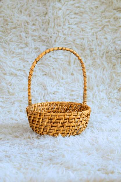 Round Cane Basket with Handle