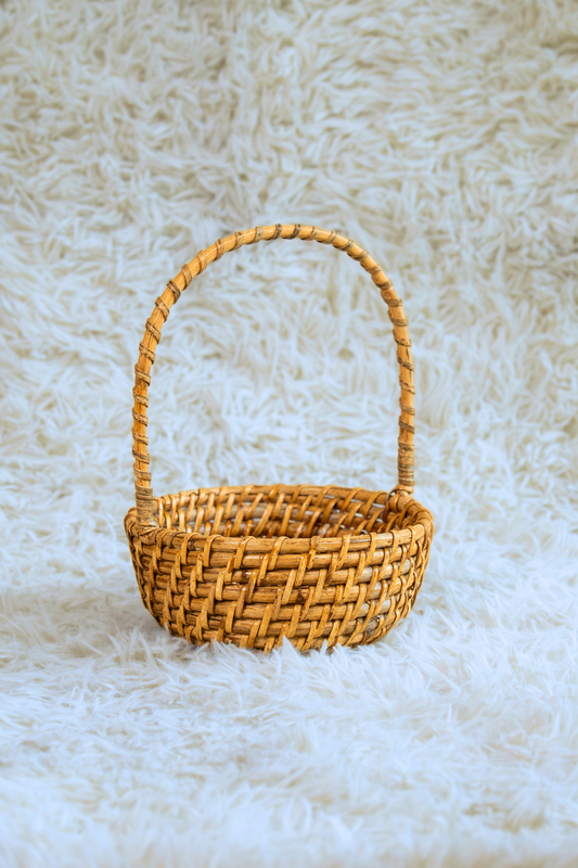 Round Cane Basket with Handle