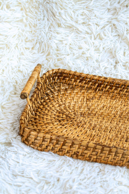 Handwoven Cane Serving Trays (Set of 3)