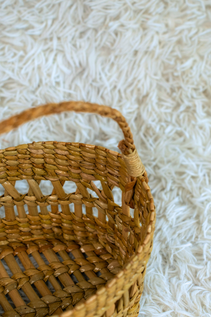 Oval Kauna Hamper Basket with Braided Handle