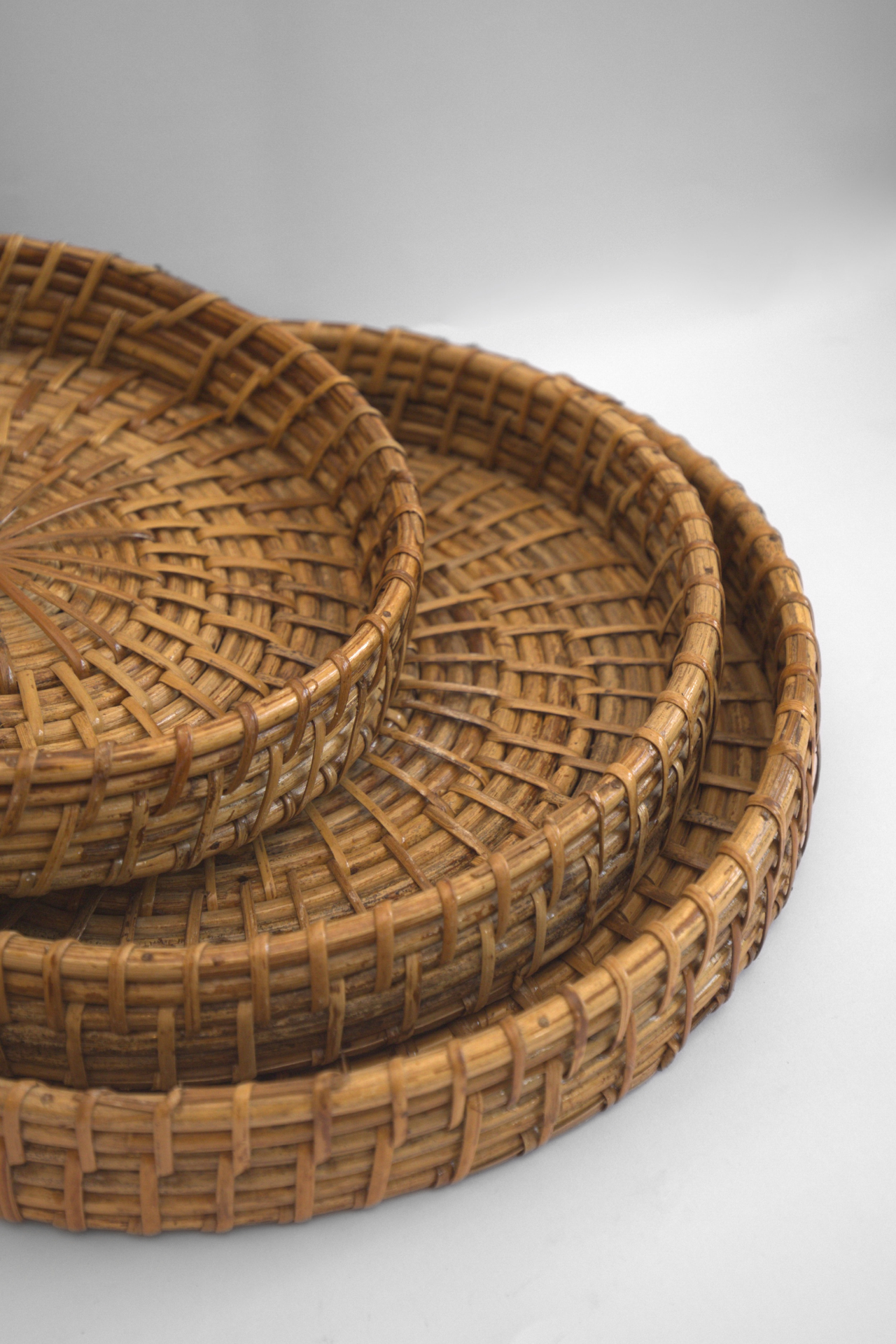 Round Cane Nesting Trays (Set of 3)