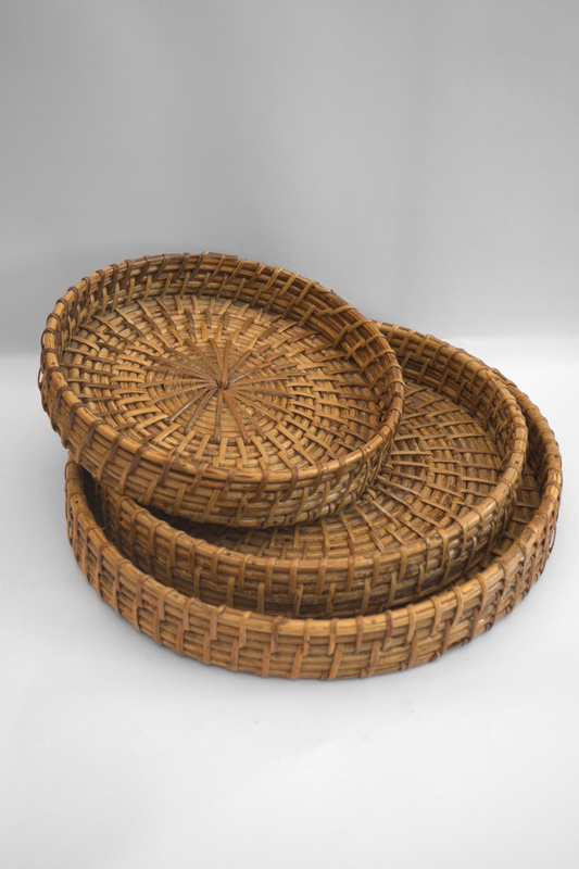 Round Cane Nesting Trays (Set of 3)