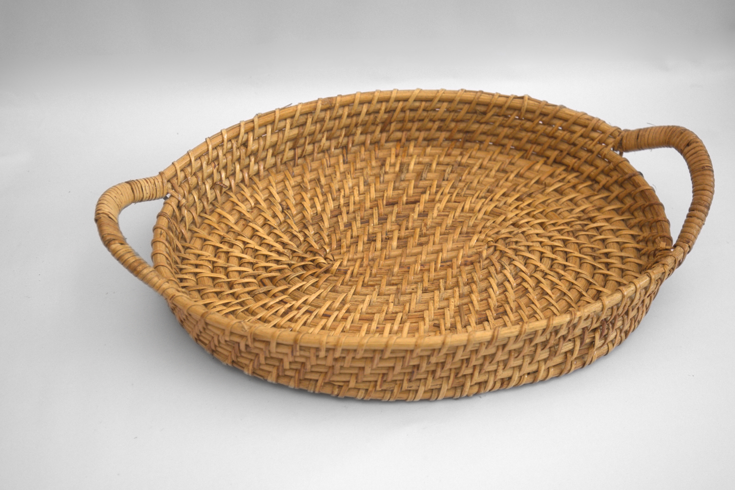 Oval Cane Serving Tray with Handles