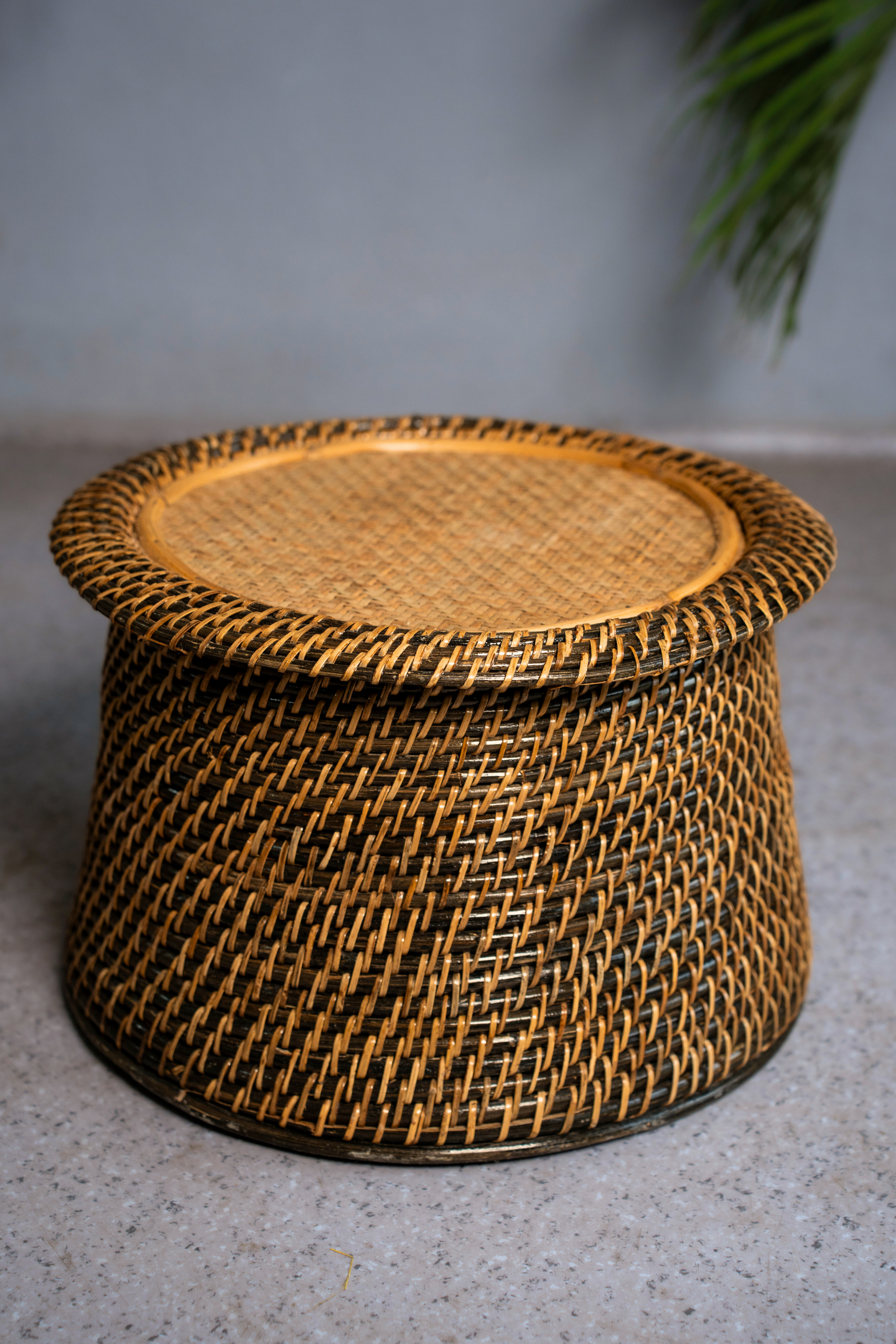 Hand woven rattan cane coffee table