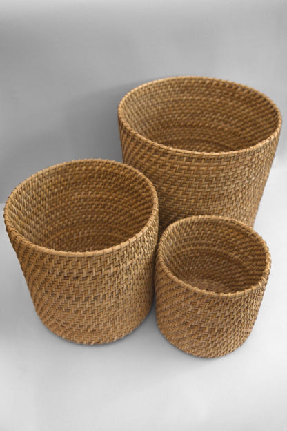 Handwoven Rattan Planter Set