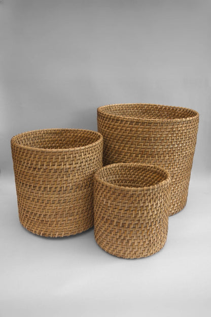 Handwoven Rattan Planter Set