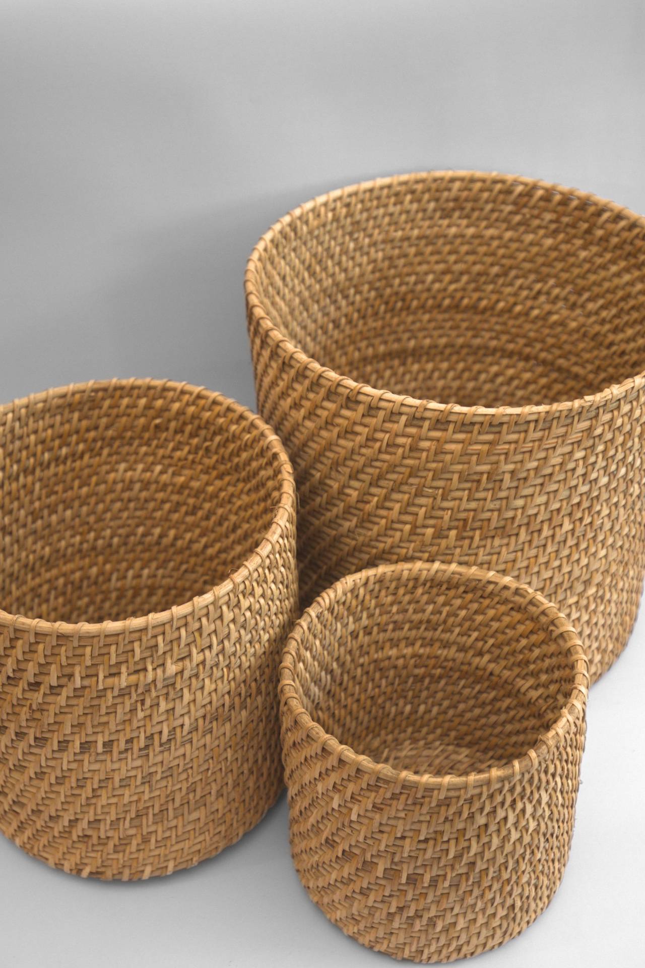 Handwoven Rattan Planter Set